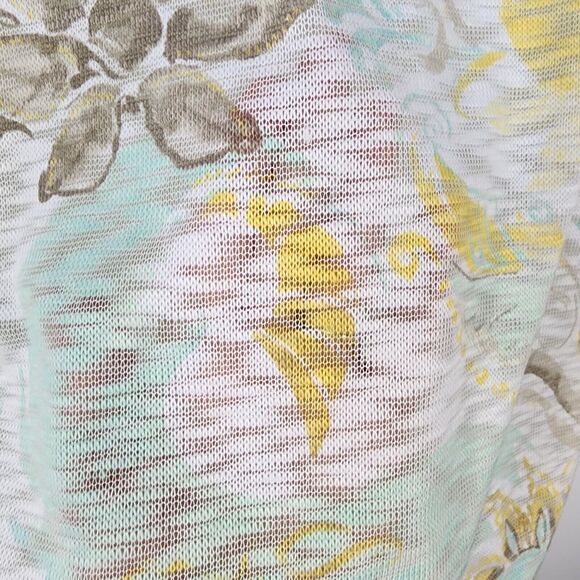 Chicos Top Womens Size 0 Small Mint Green Ivory Floral Sheer Knit 3/4 Sleeve - Picture 7 of 10